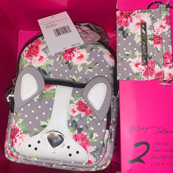 Betsey Johnson backpack and credit card case